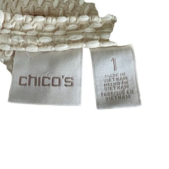 Chicos Butter Yellow Waffle Top Size 1 - Picture 4 of 5